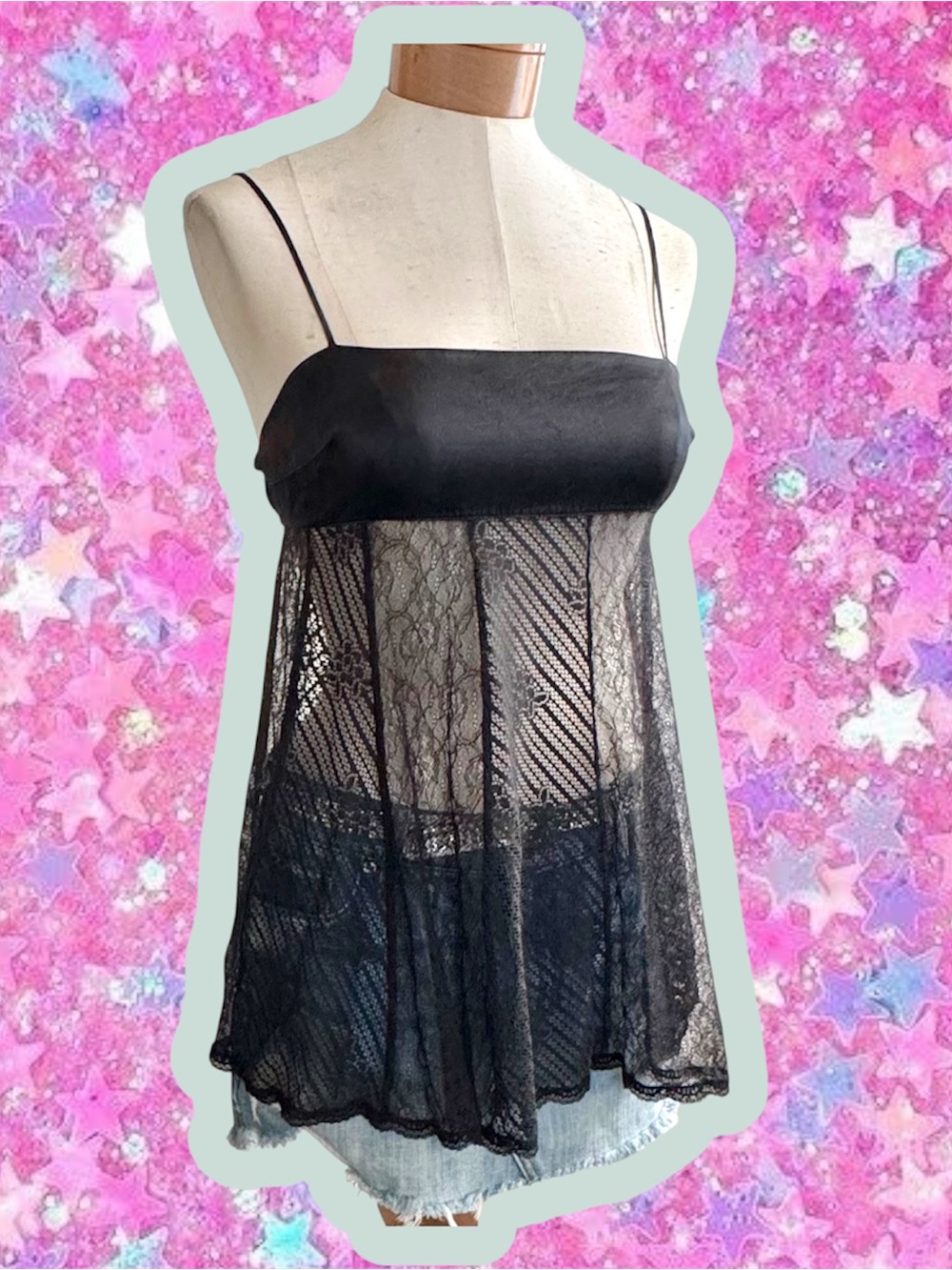 Victoria’s Secret babydoll lace silk cami tank top S Y2K lingerie bralette
